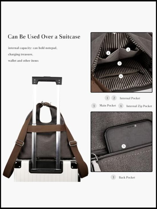 Canvas Backpack Shoulder Bag Casual Daypacks Handbag Large Capacity Top Handle main image 6